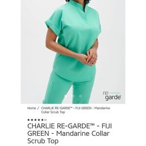 Garde Malade CHARLIE RE-GARDE Fiji Green Mandarine Collar Scrub Top Size XS